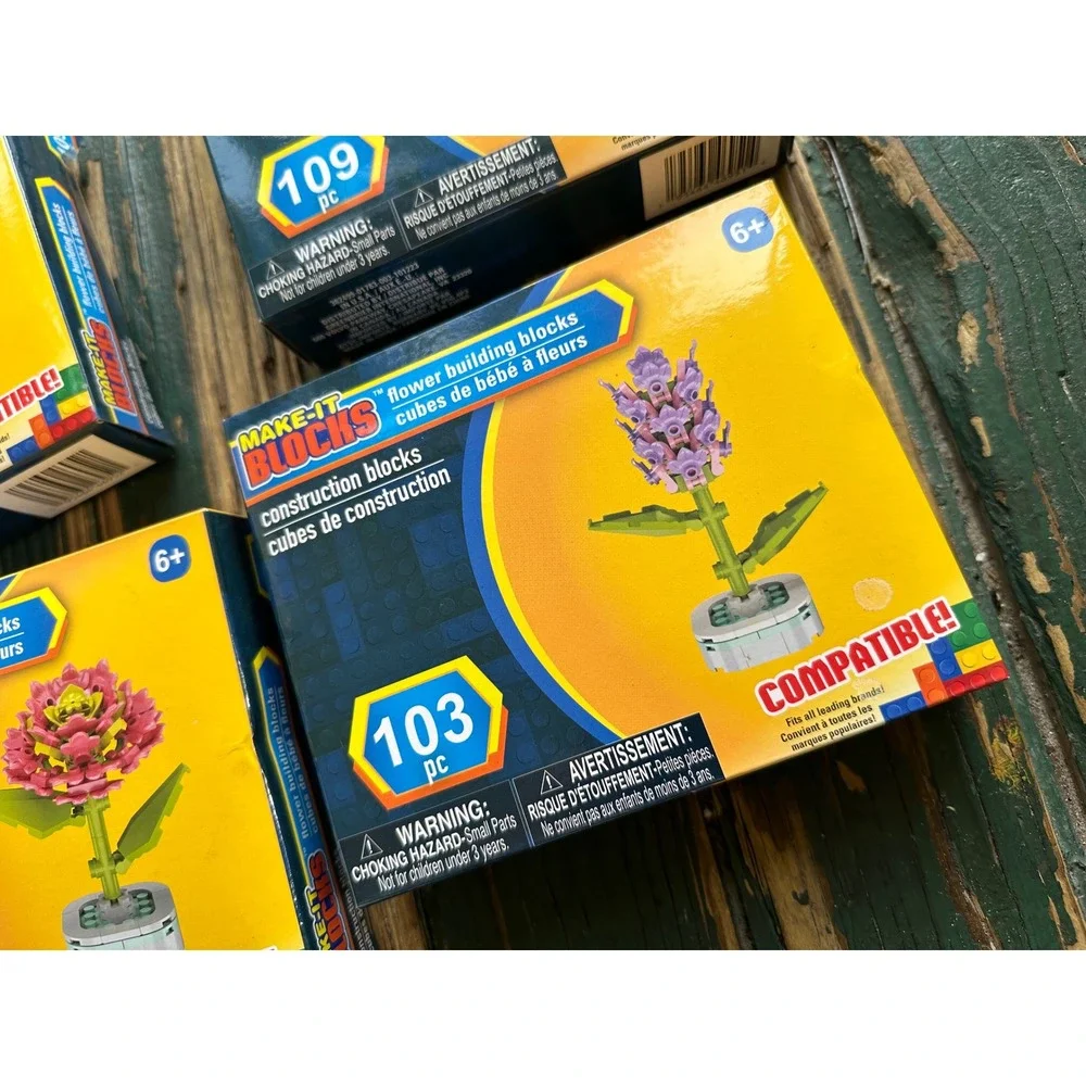 Make-It Blocks Flower Building Blocks Set of 4 Botanical Construction Sets 6+